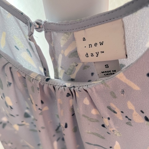 A New Day. Size small blouse. Baby blue with ivory, navy and sage. Gently used. - Picture 2 of 2